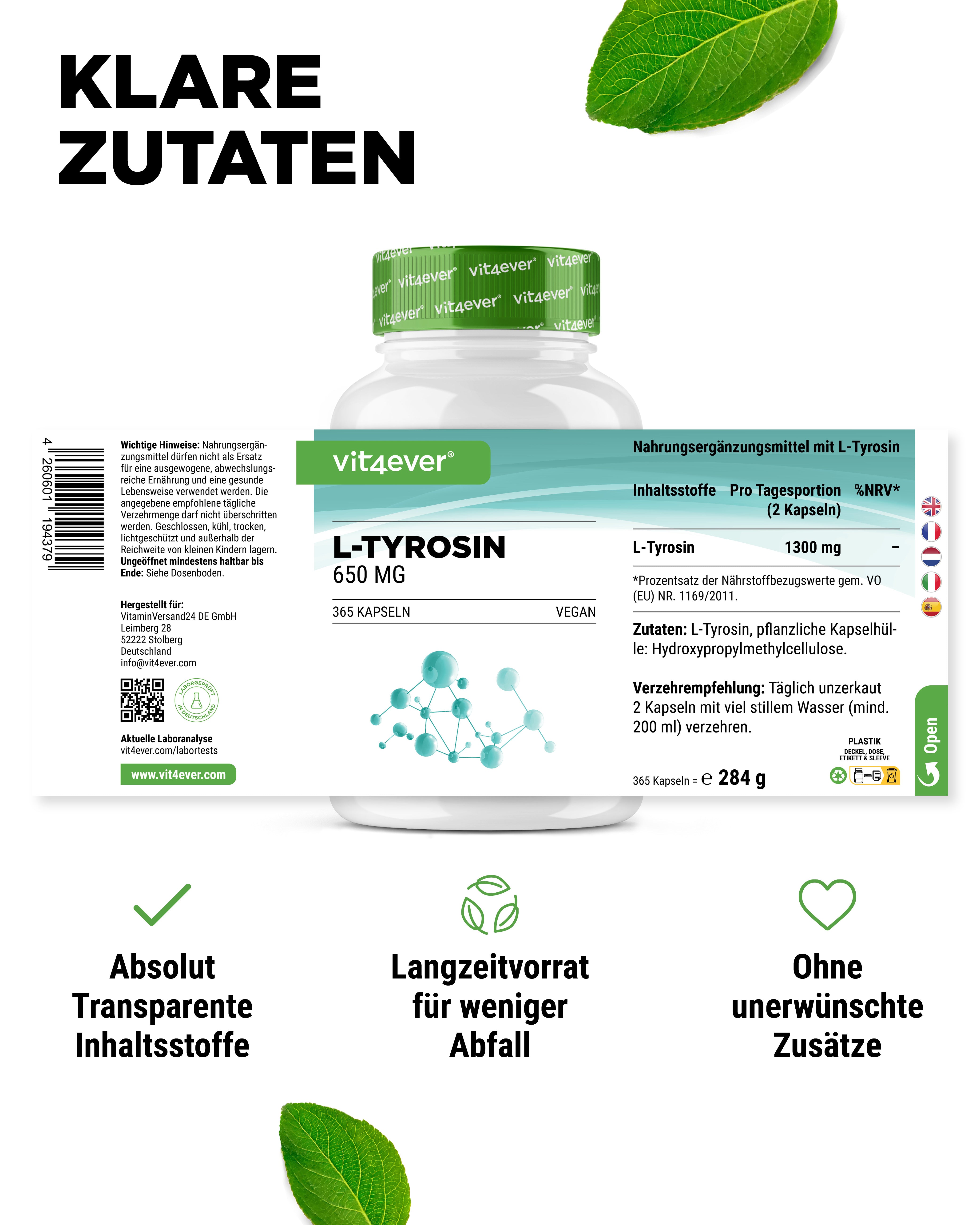 L-Tyrosine - 365 Capsules