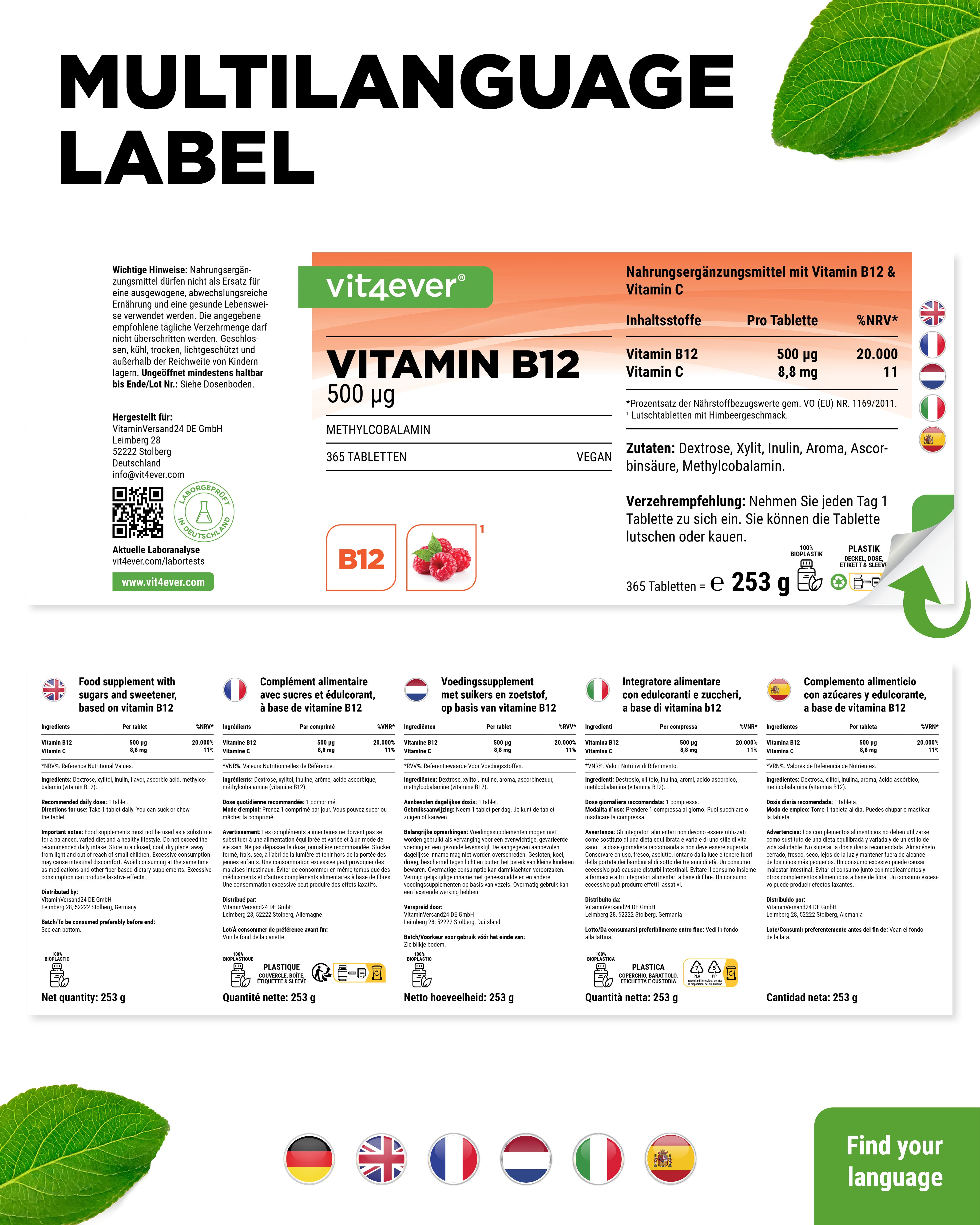 Vitamin B12 - 500  mcg -  Himbeergeschmack