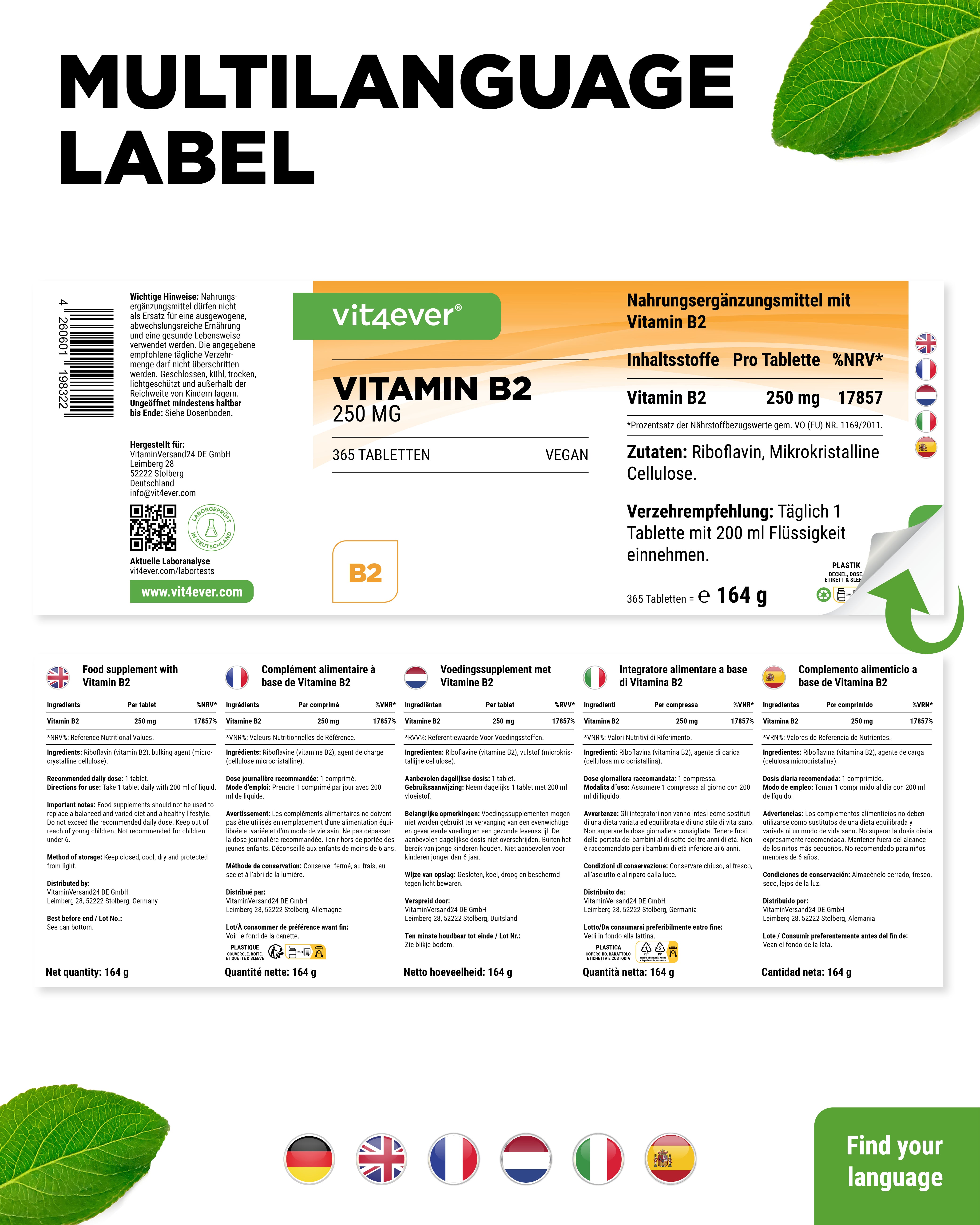 Vitamin B2 Riboflavin 250 mg