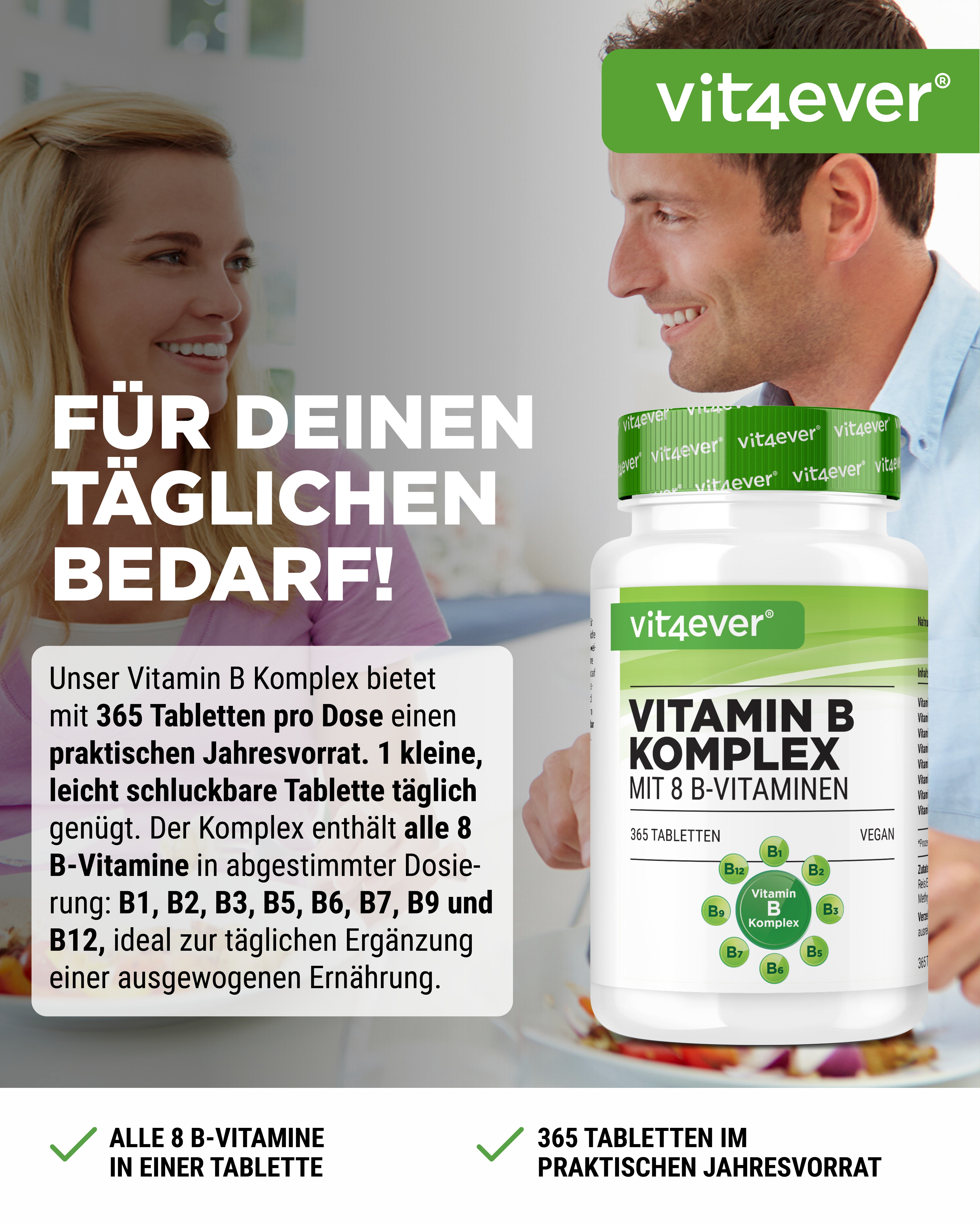 Complesso Vitamina B - 8 vitamine B - 365 compresse